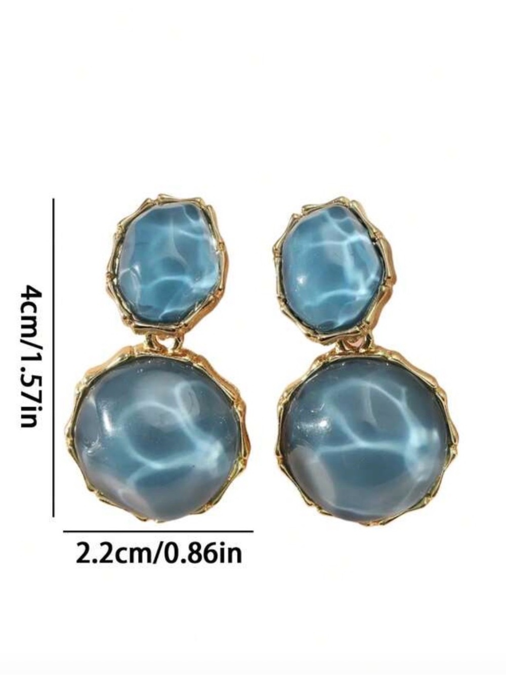 Blue & Gold Double Drop Earrings - Picture 4 of 4